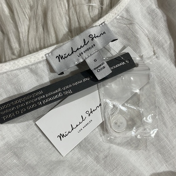 NWT Michael Stars Linen Lulu Button Down Midi Dress in White - Picture 3 of 12